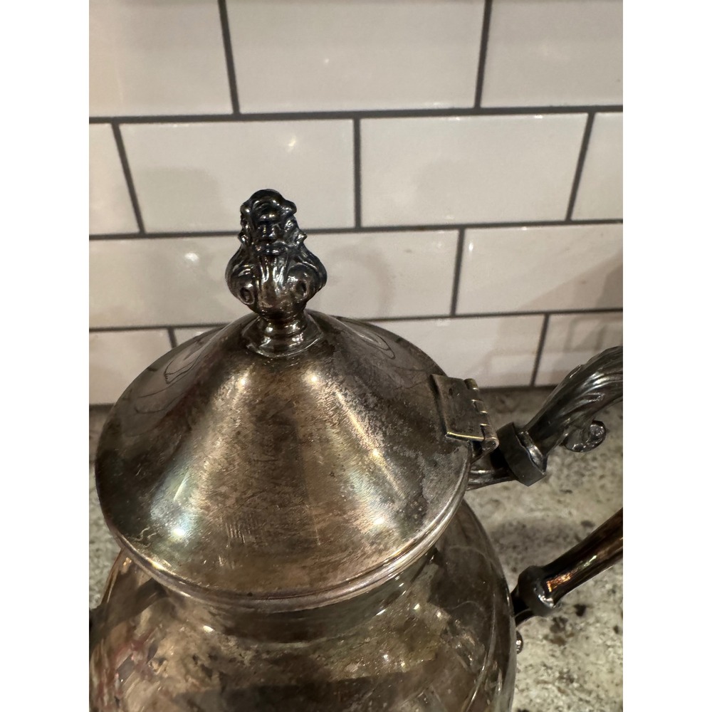 Vintage Ornate Silver Plated Footed Teapot Hinged Lid Victorian Style Tarnished - Picture 2 of 12